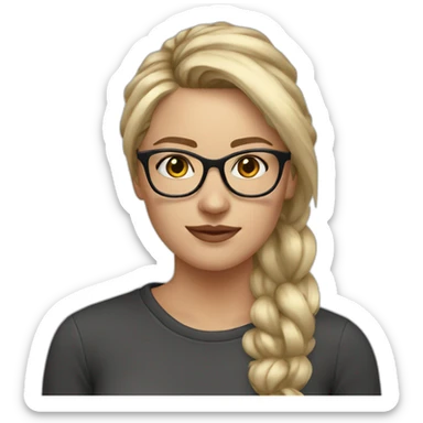 white women, dirty blonde hair, big round glasses, high ponytail sticker