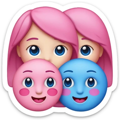 I would like a 67 emoji with pink and blue coloring, please sticker