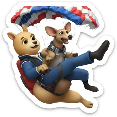 George Washington skydiving with a kangaroo sticker