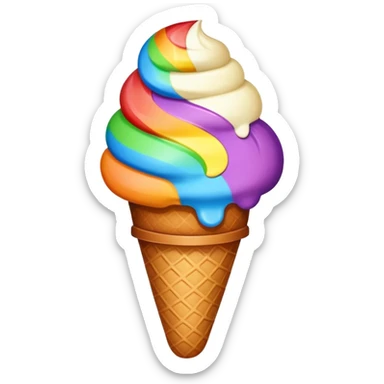 Ice cream with rainbow bread sticker