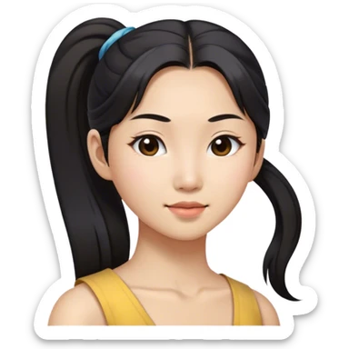 female long hair ponytail and asian  sticker