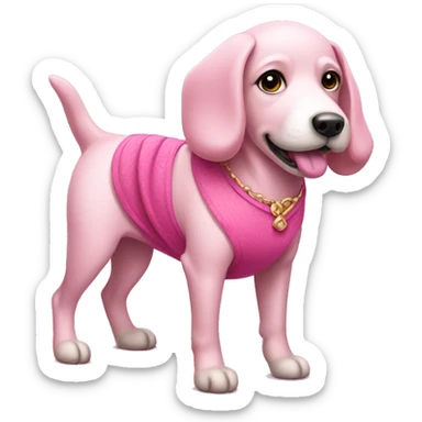 pink dog with dress on sticker
