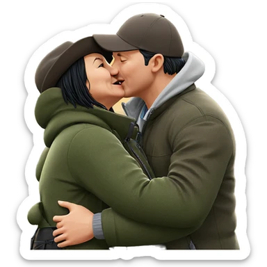 intimate outdoor couple kiss sticker