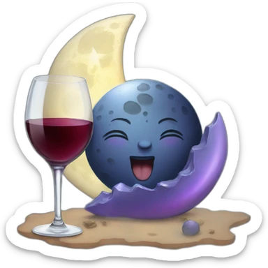 moon drinking wine sticker