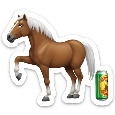 A Horse holding a beer with its leg sticker
