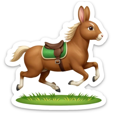 Exciting rabbit galloping on the back of a horse sticker