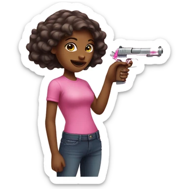girl with pink gun  sticker