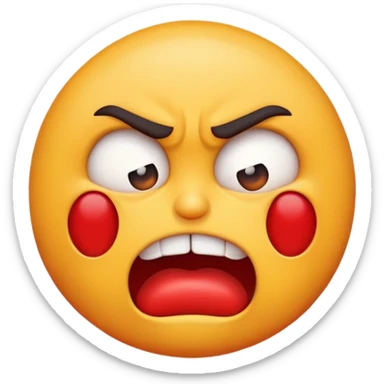 An emoji with an angry face choking itself
 sticker