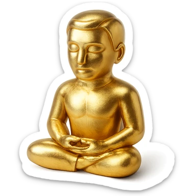 stylized gold figure of a man meditating in the lotus position, eyes closed, gold objects style sticker