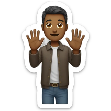 Man showing hands and pressing sticker