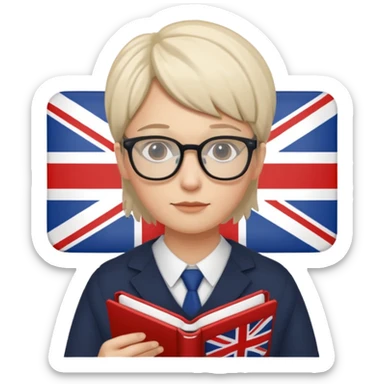 someone who is writing with an UK flag in the background sticker