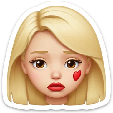 sad pouting blonde girl with big emoji lips sticker