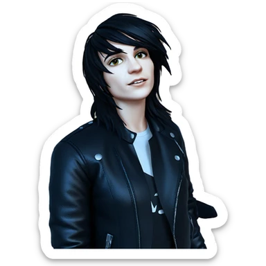 girl in leather jacket sticker