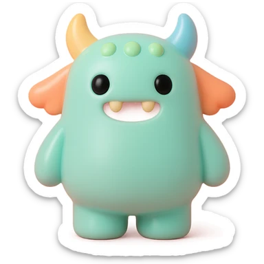cute monster character, toy-like, colorful sticker