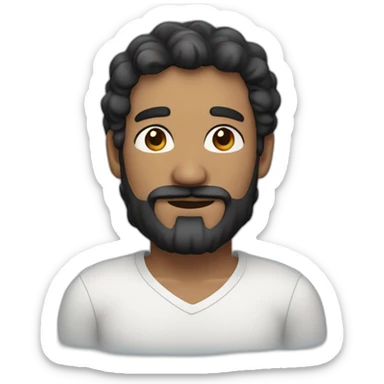 Squinting man with thick black beard and short black wavy hair with thick eyebrows sticker