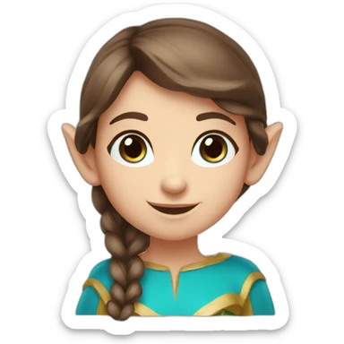 New Year's elf girl brown hair blue eyes sticker