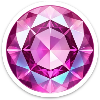 round cut pink sapphire gemstone with holographic iridescent shine sticker