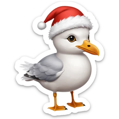 Seagull with a xmas hat sticker