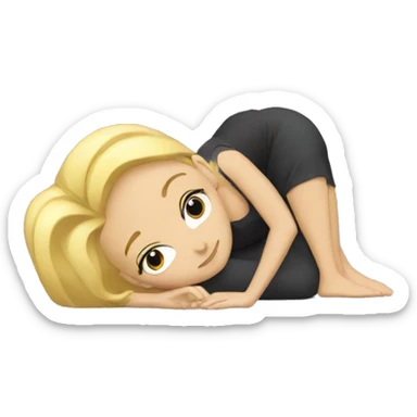 Blonde woman laying on the ground sticker
