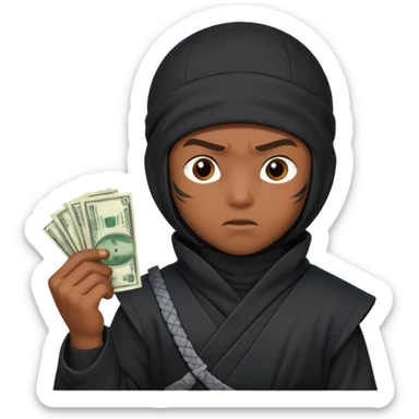 Niño ninja con dinero sticker