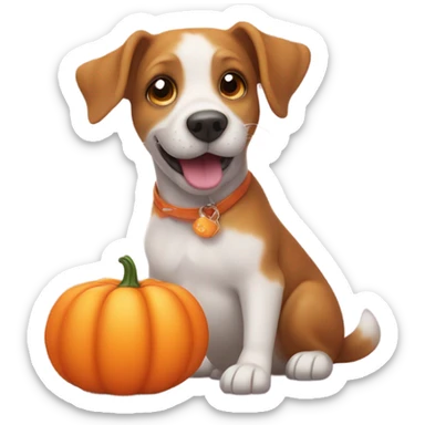 dog kissing a pumpkin while washing the dishes sticker