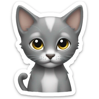 a rebellious little grey kitten sticker