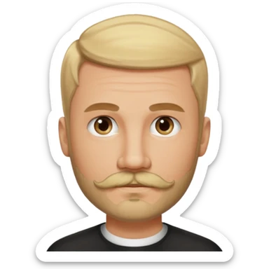 short blond hair clean cut mustache and beard 5ft 9 140lbs titian sticker