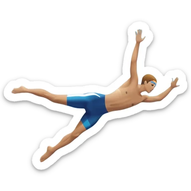 An icon showing an athlete mid-flip diving from a high springboard into a clear blue pool. The design captures the elegance of the twist, the splash below, and the height of the jump. Transparent background emphasizes the precision, grace, and thrill of diving as a sport. sticker