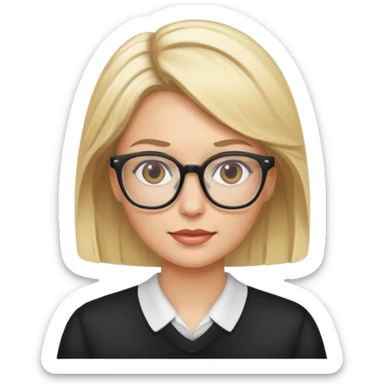 White woman, Blode hightlights, glasses,  sticker