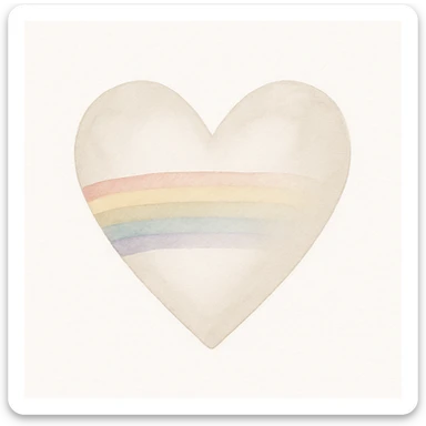 rainbow pride heart, watercolor art style, no text, glossy look sticker