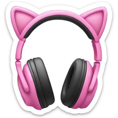 Pink headphones with cat ears sticker