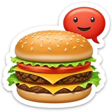 hamburger inside a comic book speech bubble sticker