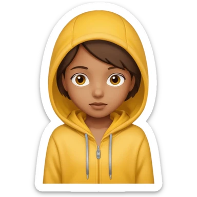 brown girl kid in yellow hoodie sticker