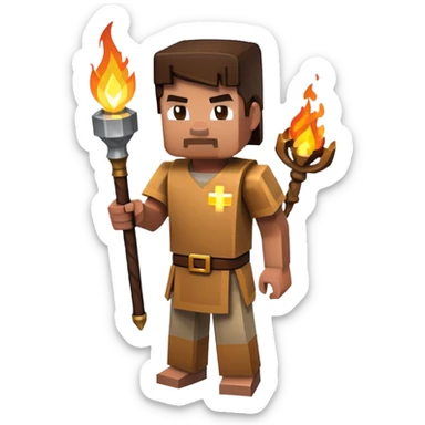 Minecraft character holding a torch sticker