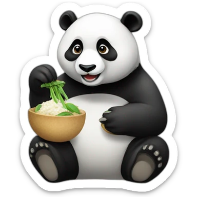 Panda eating  sticker