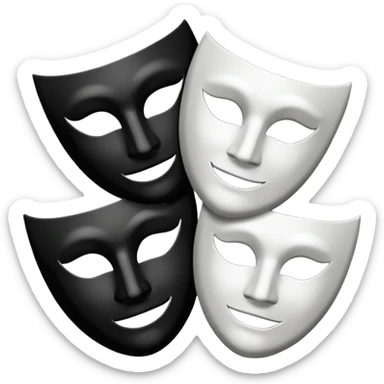 Create this emoji : 🎭 but in White and black and gray sticker