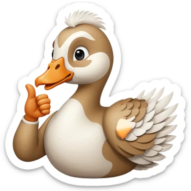 art style drawing goose character giving a thumbs down sticker