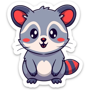goth possum with dark colors, piercings, black lipstick sticker