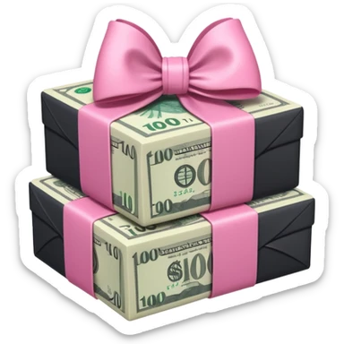 Australian $100 notes stacked together and wrapped in a girly pink bow sticker