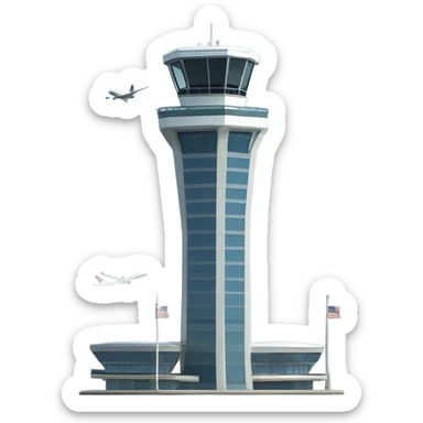 modern air traffic control tower, full size realistic sticker
