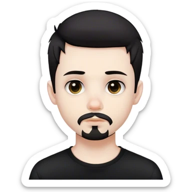 Cute white male, short dark colored hair and facial hair, nose and lip piercing, emo sticker