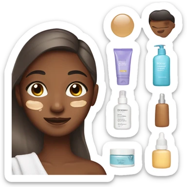 Brown skin girl doing skincare sticker