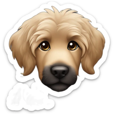 bouvier fawn brown and black puppy face very long hair smiling dark ears sticker