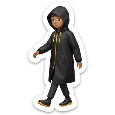 black Raincoat Pedestrian  sticker