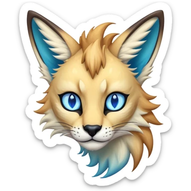 Epic Edgy Colorful ethereal eldritch Sergal-Serval-Fionbri sticker