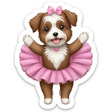 Dog on back legs in a pink tutu white and brown havanese  sticker