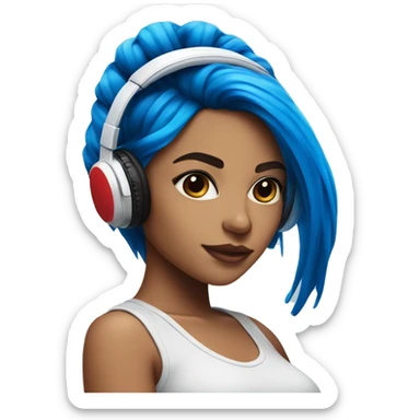 Latina with headphones blue and red split dye hair sticker