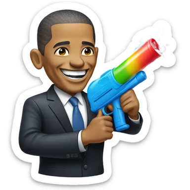 Obama with a water gun sticker