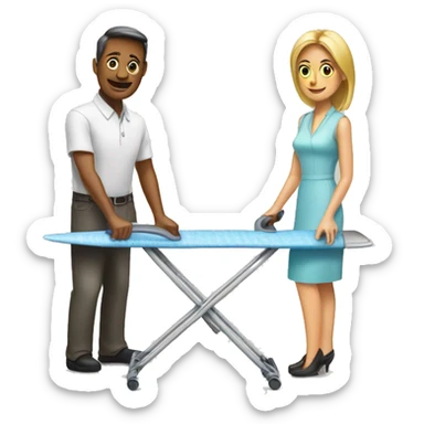  ironing board couple man woman sticker