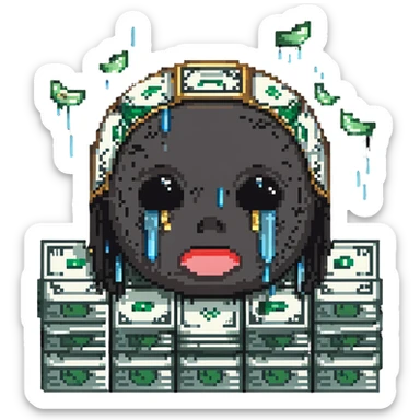 crying emoji with a lot money sticker